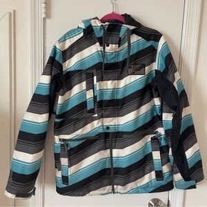 Burton Dryride Restricted Striped Teal, Black & White Snowboard Jacket Women’s S